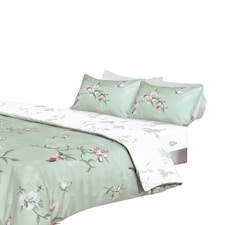 Hummingbird Microfibre Complete Duvet Set with Fitted Sheet Green | Single