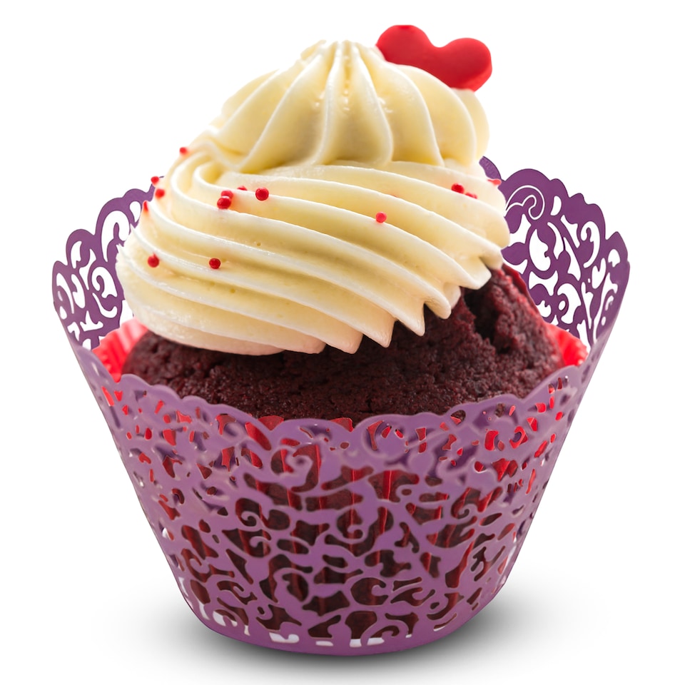 image 1 of Cupcake Wrappers Laser Cut Floral Design Paper Cup Holders - 25pcs