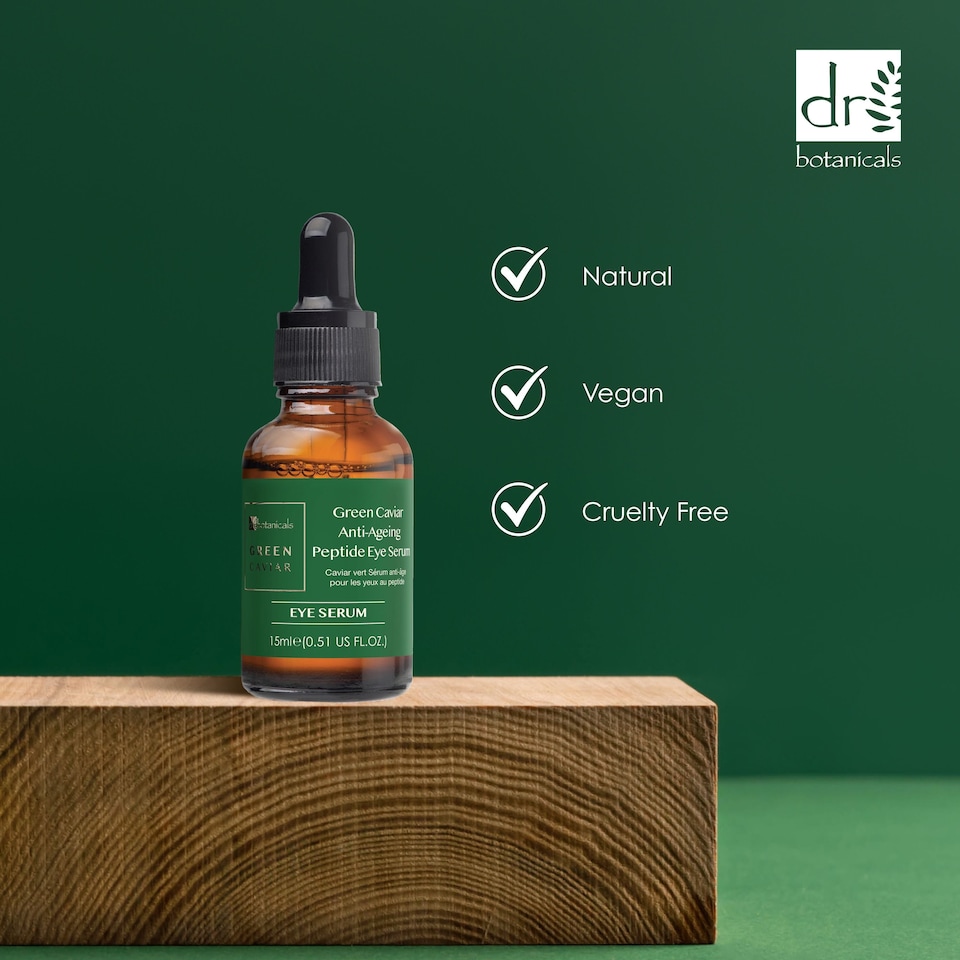 image 1 of Dr Botanicals Green Caviar Anti-Ageing Peptide Eye Serum 15ml x 2 Duo Set