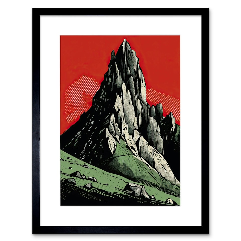 image 1 of Tryfan Mountain Snowdonia Wales Peak Sunset 9x7" Black Framed Wall Art Print