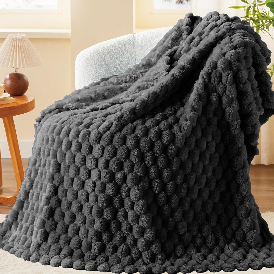 image 1 of Velosso Chunky Popcorn Faux Rabbit Fur Blanket