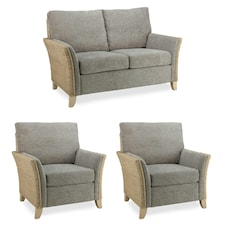 Desser Arlington Natural Wash Rattan 2 Seater Sofa Set in Jubilee Grey - Conservatory Sofa Suite