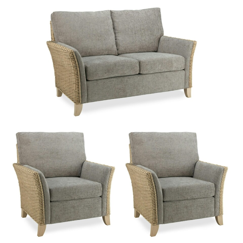 image 1 of Desser Arlington Natural Wash Rattan 2 Seater Sofa Set in Jubilee Grey - Conservatory Sofa Suite