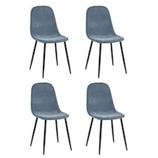 Alverton Premium Denim Blue Chenille Upholstered Dining Chairs - Set of 4
