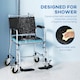 image 6 of HOMCOM Rolling Shower Chair with Wheels, Bedside Commode Wheelchair with Padded Seat, Backrest, for Seniors, Adults, Injured or Disabled, Black