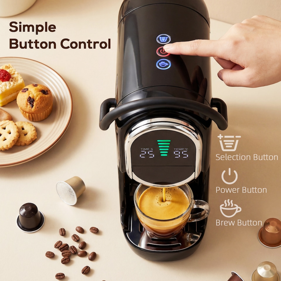image 1 of HOMCOM 19 Bar Pod Coffee Machine for Nespresso and Dolce Gusto Capsule
