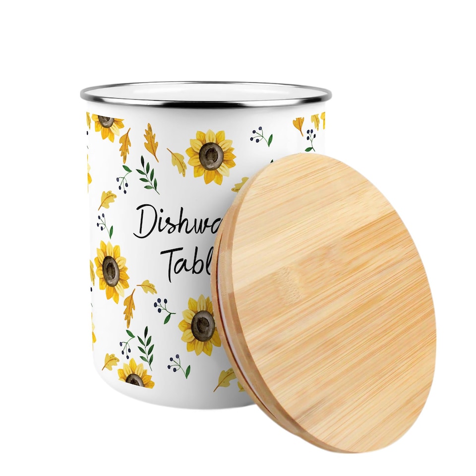 image 1 of Sunflowers Dishwasher Tablets Storage Tin