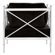 image 4 of Luxurious Chair With Silver Lattice Arms, Black Velvet Upholstered Arm Chair For Bedroom, Stylish Chair Silver