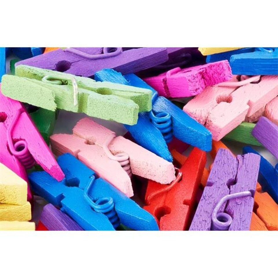 image 1 of Pack of 50 Assorted Colour Mini Clothes Pegs by Icon Craft