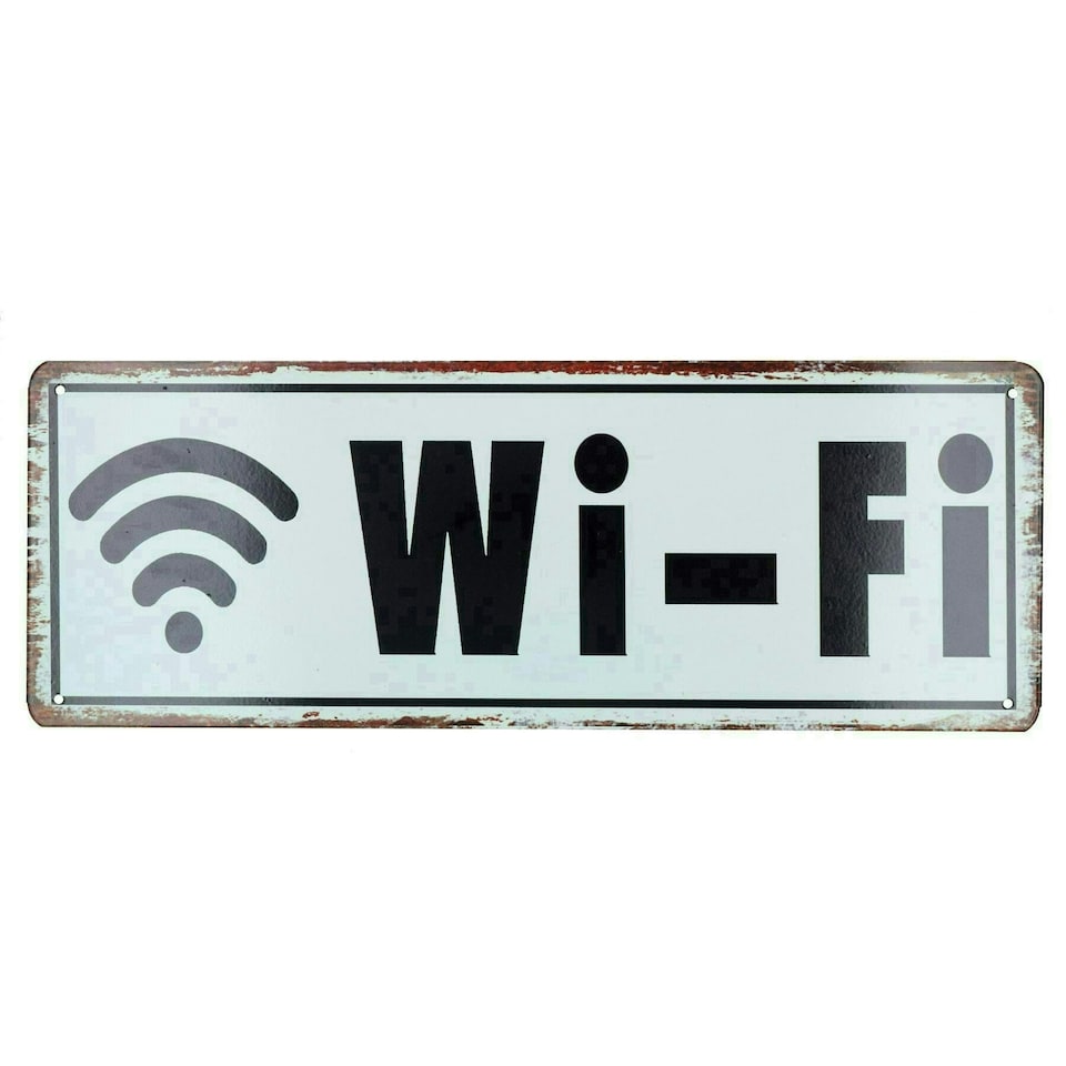 image 1 of Retro Hanging WiFi Plaque Metal Sign Home Shop Cafe Gift- 36 x 13cm