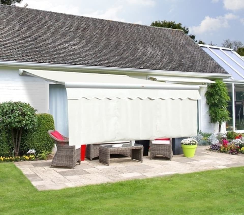 image 1 of Primrose 4.5m Dropdown Ivory Awning Valance 1m Drop | White | Ivory | 1