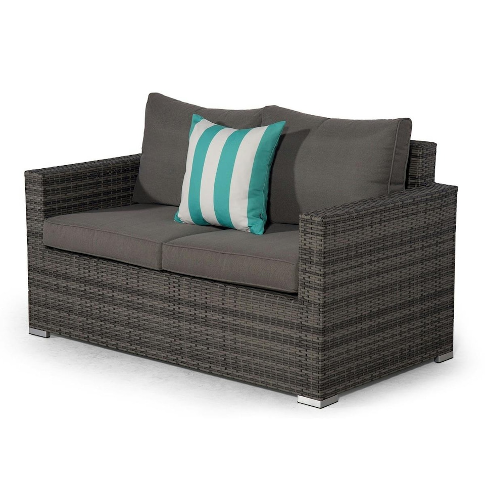image 1 of Giardino Sydney Rattan 2 Seater Loveseat Sofa Grey | Grey