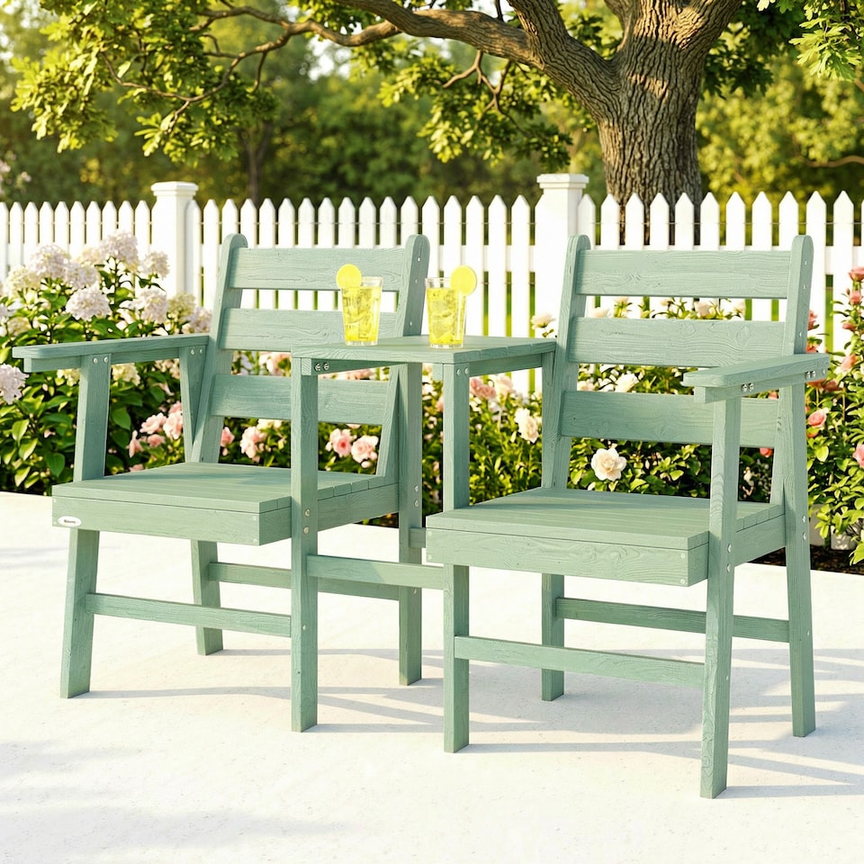 Outsunny Garden Loveseat, Embossed Wood Jack and Jill Garden Seat