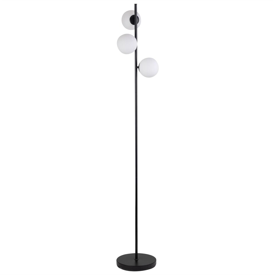 image 1 of Black Floor Lamp with Opal Globe Shades | Black | Small | 1