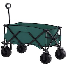 Outsunny Outdoor Cart Folding Cargo Wagon Trailer Beach w Handle Dark Grey