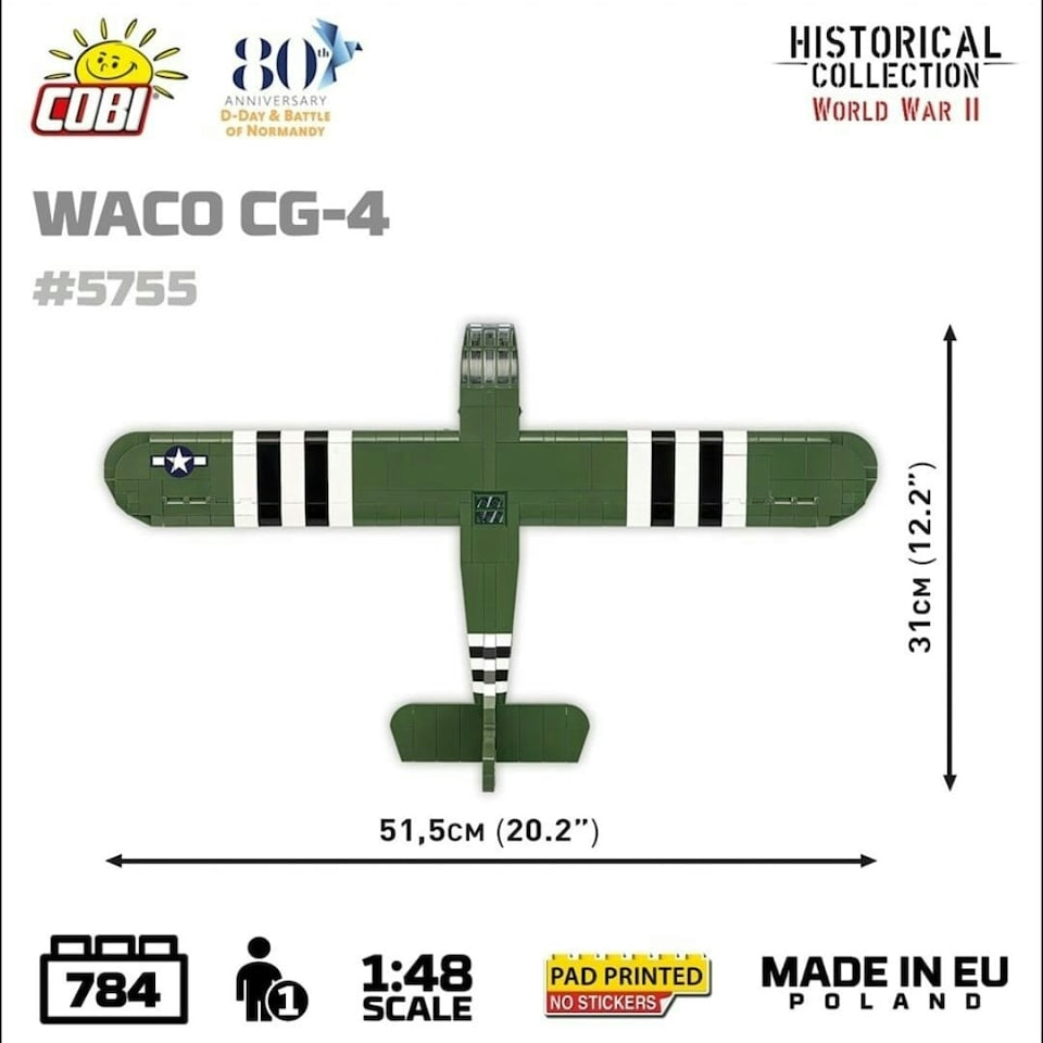 image 1 of Waco CG-4 brick glider model - COBI 5755- 784 bricks