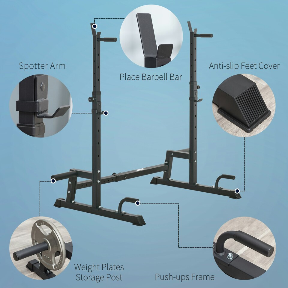 image 1 of HOMCOM Multifunction Barbell Squat Rack Adjustable Height Weight Lifting