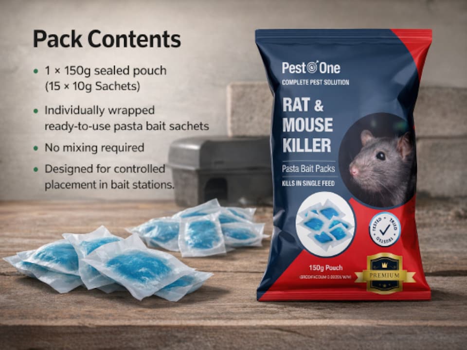 image 1 of Rat & Mouse Pasta Bait 15 x 10g Sachets – Brodifacoum Rodenticide Ready to Use Soft Bait