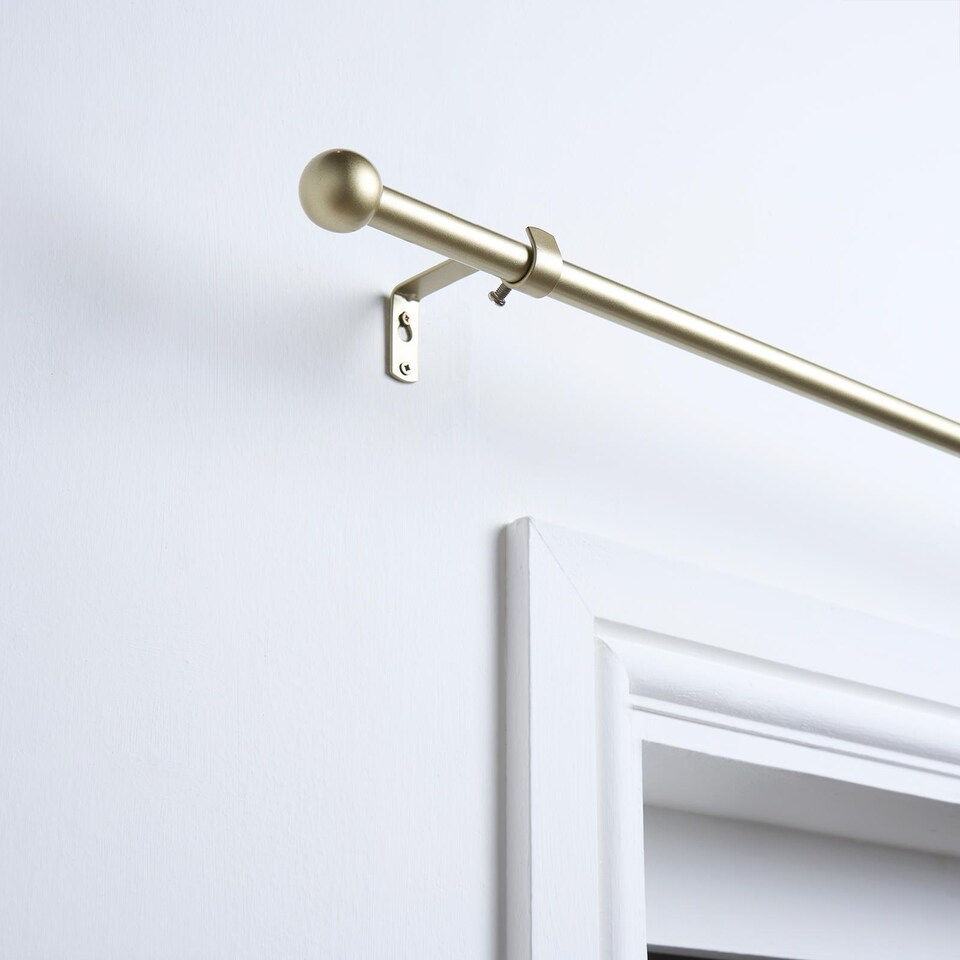 image 1 of OHS Curtain Pole Extendable 16mm Metal Finnials Ball End Rod 70-120cm | Bronze