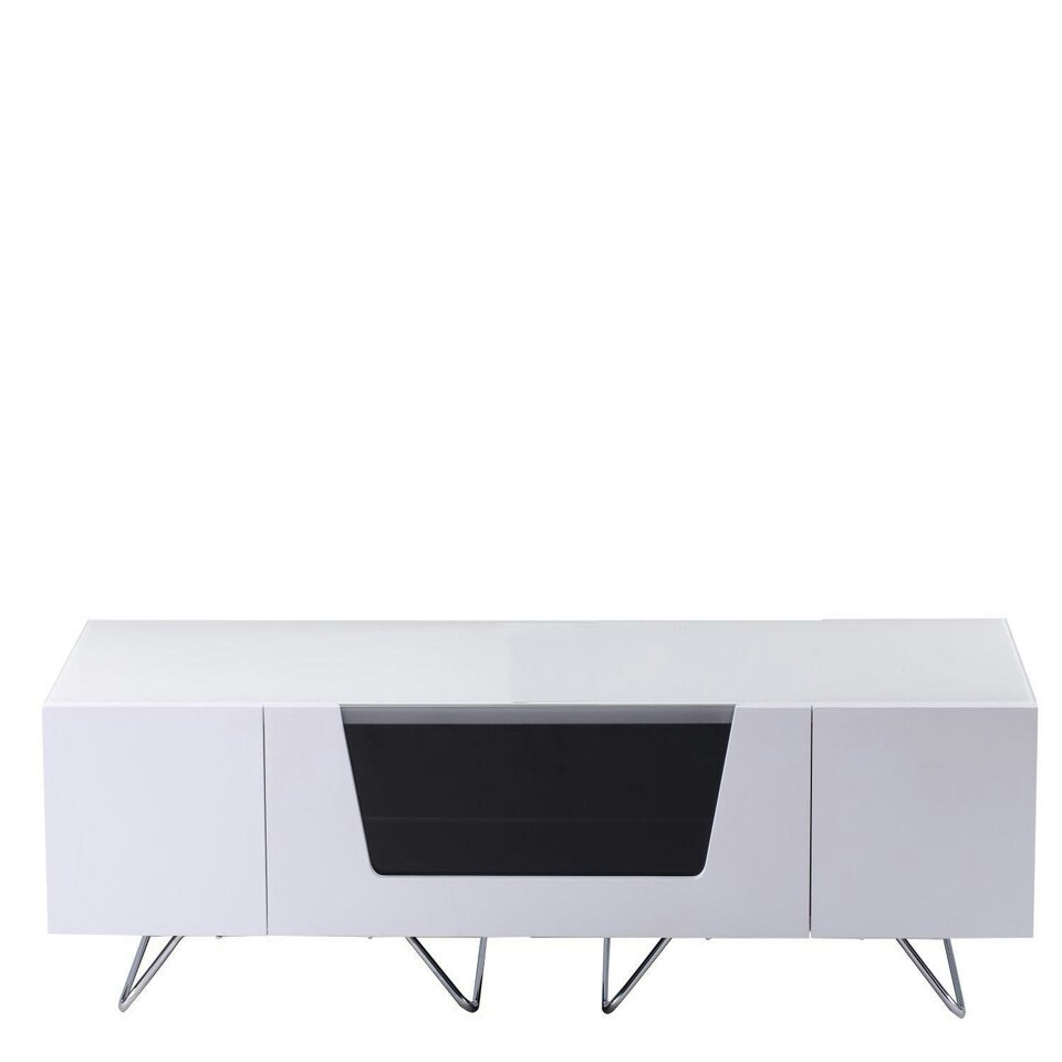 image 1 of Chromium TV-Stand with 1 Flap & 2 Drawers White White | White