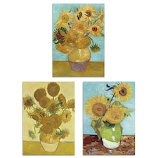 Set of 3 Van Gogh Sunflowers Yellow Orange Classic A3 Wall Art Prints | Yellow