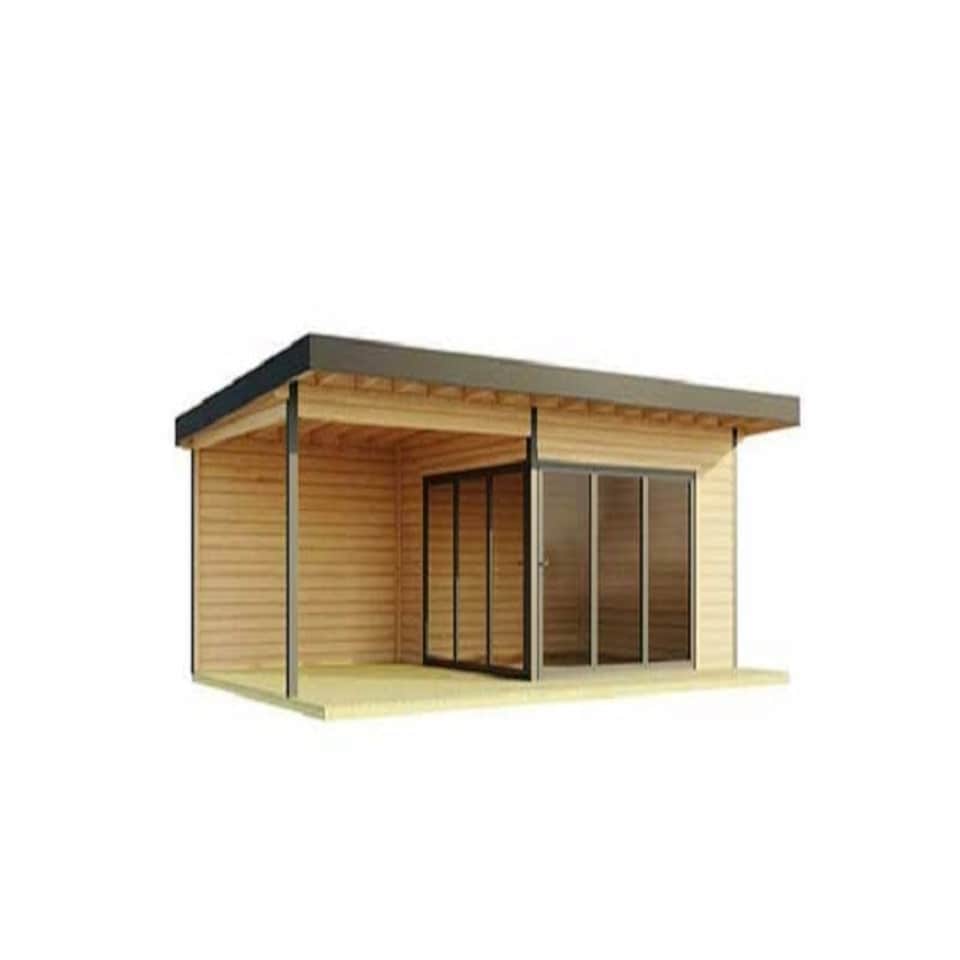 image 1 of Domeo 10-Log Cabin, Wooden Garden Room, Timber Summerhouse, Home Office - L890 x W590 x H258.4 cm Brown