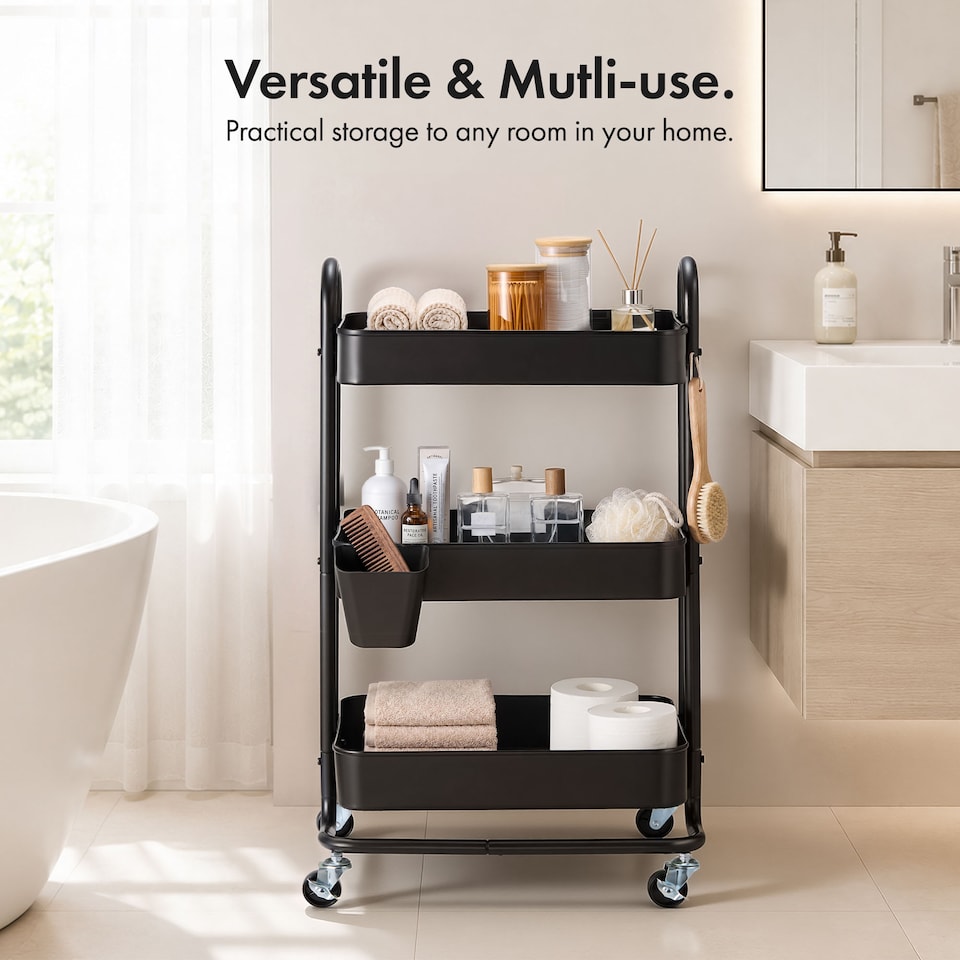 image 1 of Vonhaus Storage Trolley 3 Tier Bathroom & Kitchen Storage