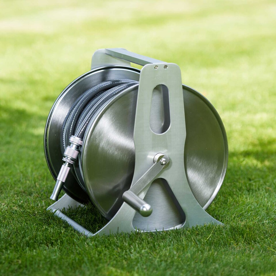 image 1 of Flopro Professional Empty Metal Hose Reel, Stainless Steel & Aluminium