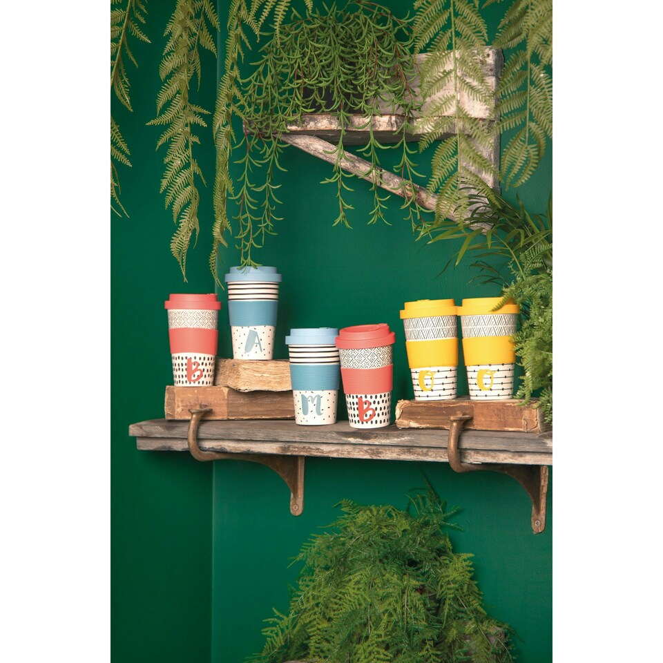 image 1 of KitchenCraft 410ml Bamboo A to Z Letter "B" Reuseable Mug Multi
