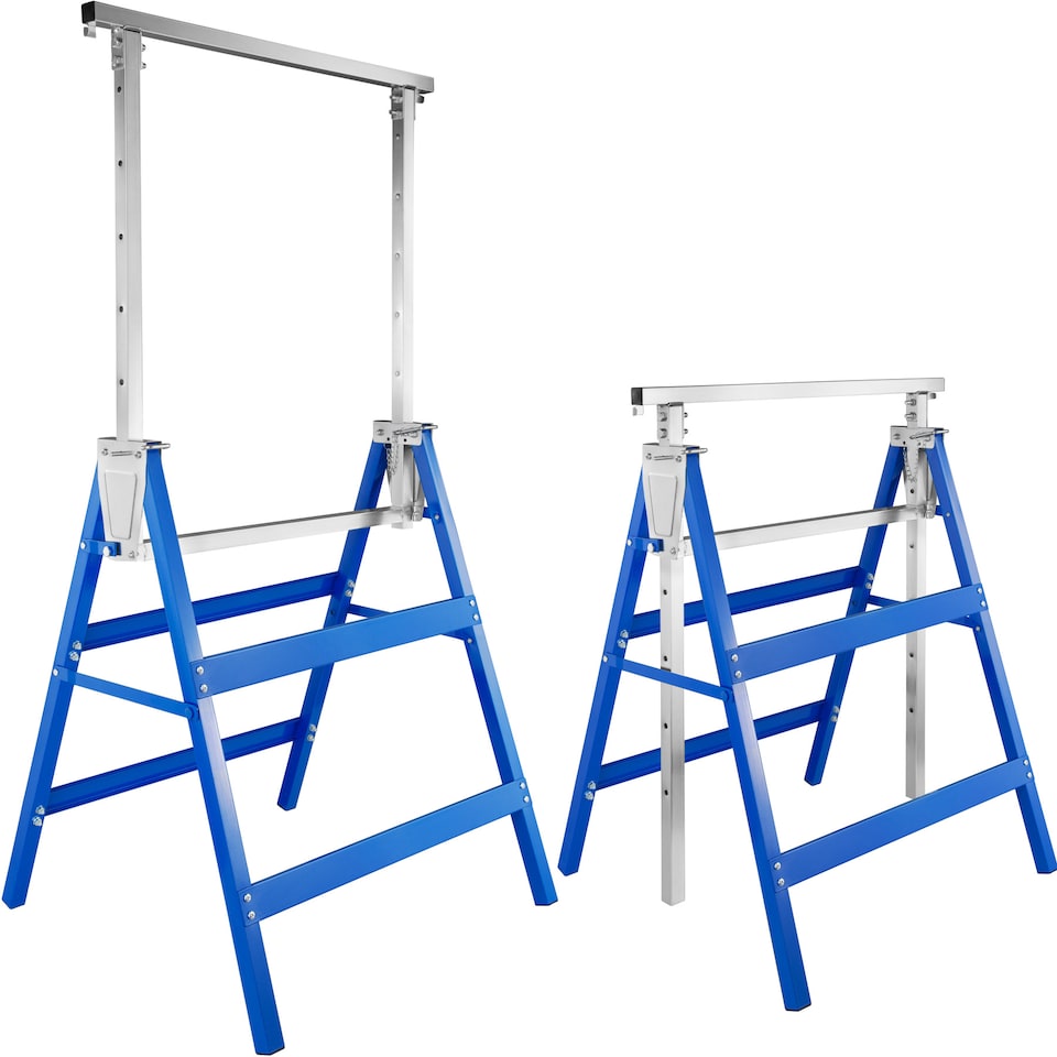 image 1 of Scaffold Trestle Set of 2 - A Frame, foldable, 7-step height adjustable | Blue | blue | 68,50 x 56,50 x 79,50 cm | 2