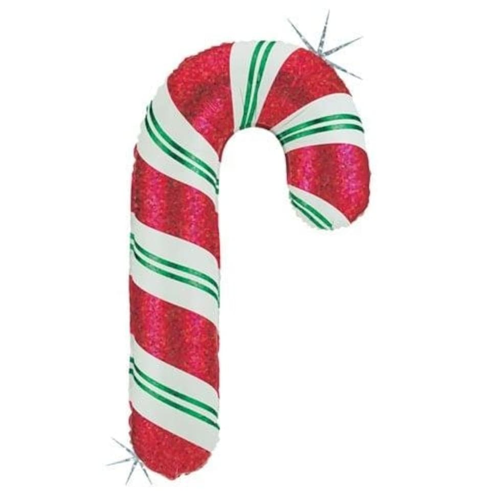 image 1 of Christmas Candy Cane Holographic Helium Foil Giant Balloon 104cm / 41 in