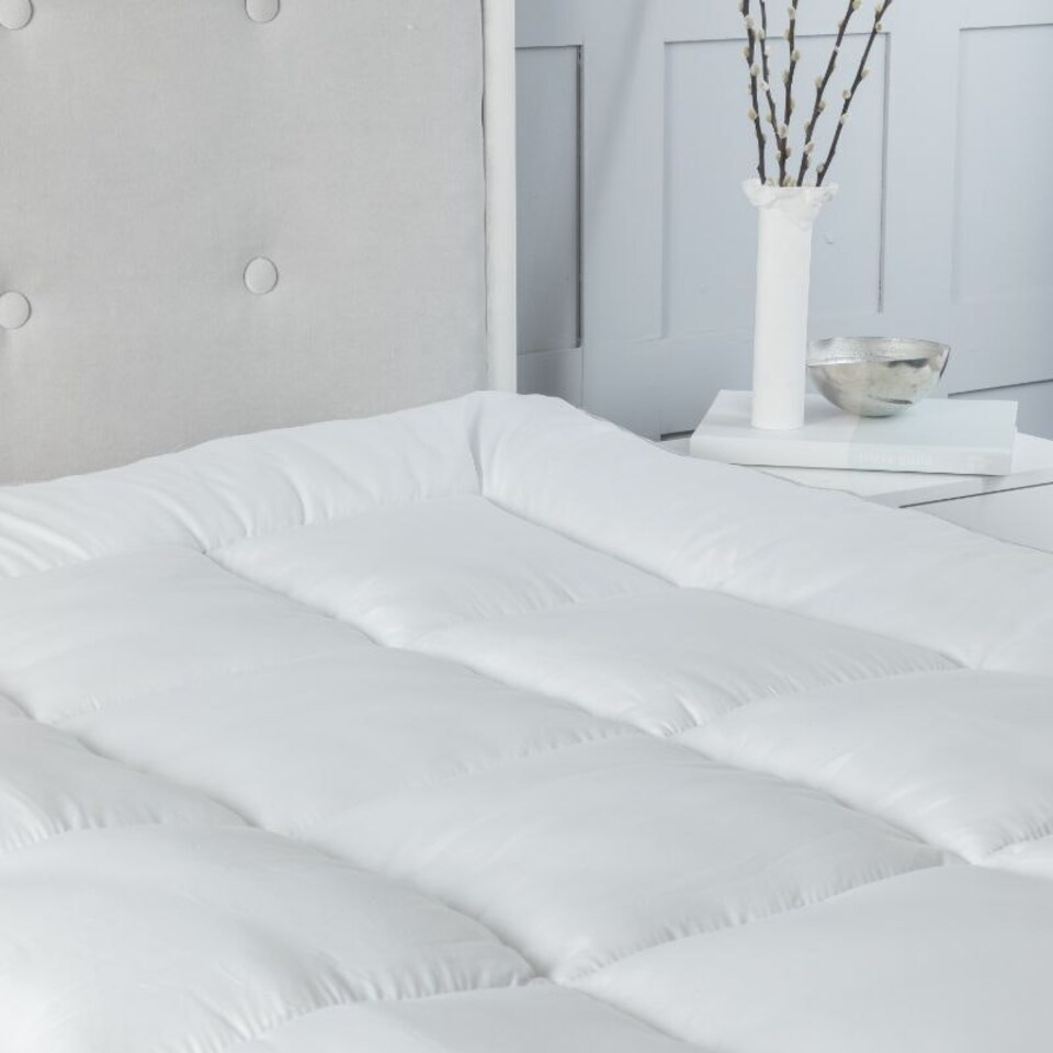 image 1 of 10cm Extra Thick Microfibre Soft Touch 4 Inch Mattress Topper White | King