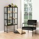 image 5 of Seaford 2 Glass Door Display Cabinet in Black & Oak