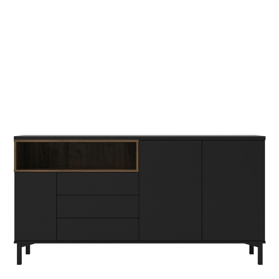 image 1 of Roomers Sideboard 3 Drawers 3 Doors in Black and Walnut