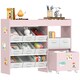 image 1 of AIYAPLAY Kids Toy Storage Unit, Children Toy Box Organiser with 11 Fabric Bins, Cabinet, Top Shelves, 3 Stickers, Kids Storage Unit Bookshelf for Nursery, Playroom, Kindergarten | Pink