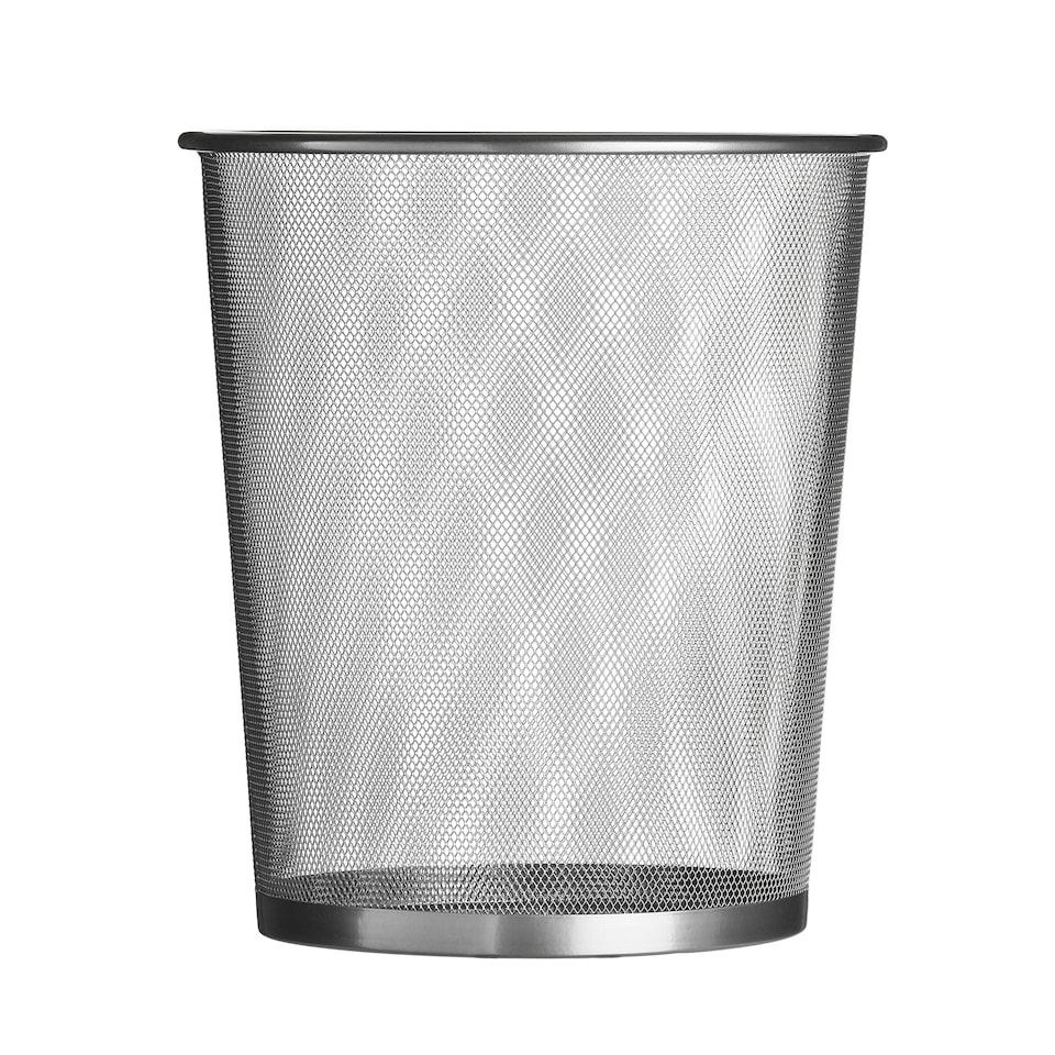 Interiors By Premier Large Matt Silver Mesh Waste Paper Basket, Durable Wire Mesh Bin For Home Or Office, Contemporary Design Silver