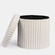 image 5 of OHS Soft Fleece Ribbed Round Foldable Footstool Seat Storage Organiser Ottoman Cream
