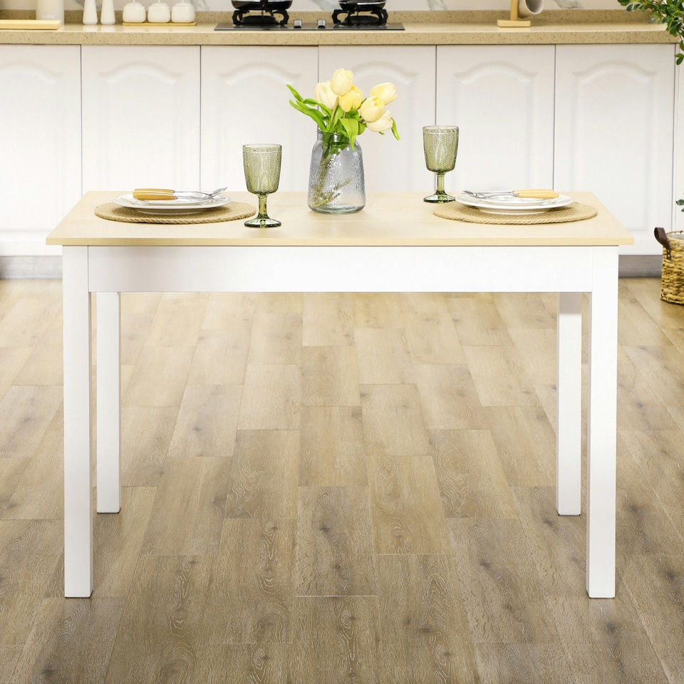 image 1 of HOMCOM Dining Table for 4 to 6 Kitchen Table with Thick Legs Oak Wood Grain