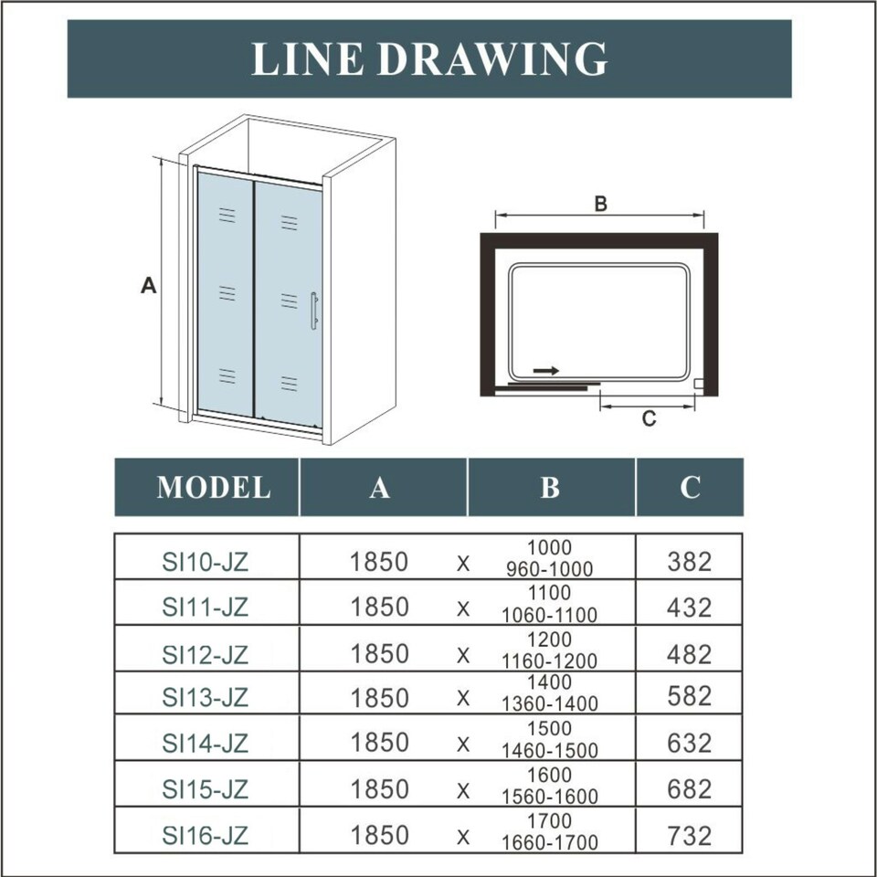 image 1 of Aica Bathrooms 1200x1850mm Sliding Shower Enclosure Shower Screen WalK In Glass Door Cubicle Chrome