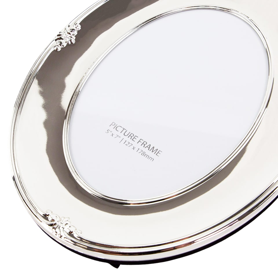 image 1 of Traditional Oval Silver Plated 5 x 7 Single Picture Frame Lacquer Coated | Silver | 5" x 7"