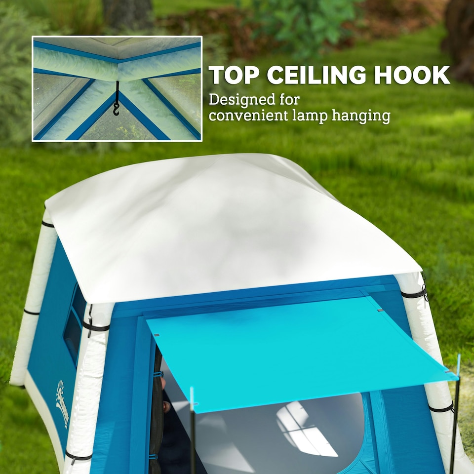 image 1 of Outsunny Inflatable Camping Tent, Easy Setup 2 Man Tent, Brown