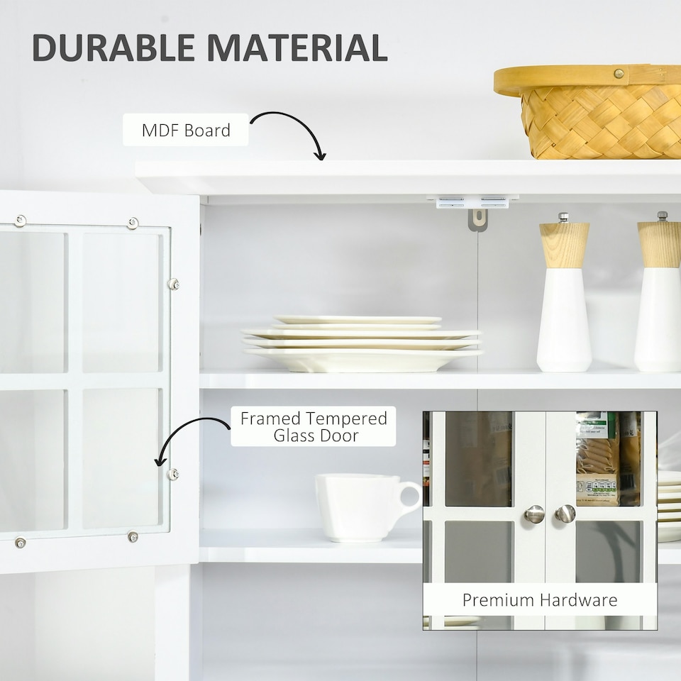 image 1 of HOMCOM Kitchen Storage Cupboard w/ Microwave Drawer for Dining Room, White