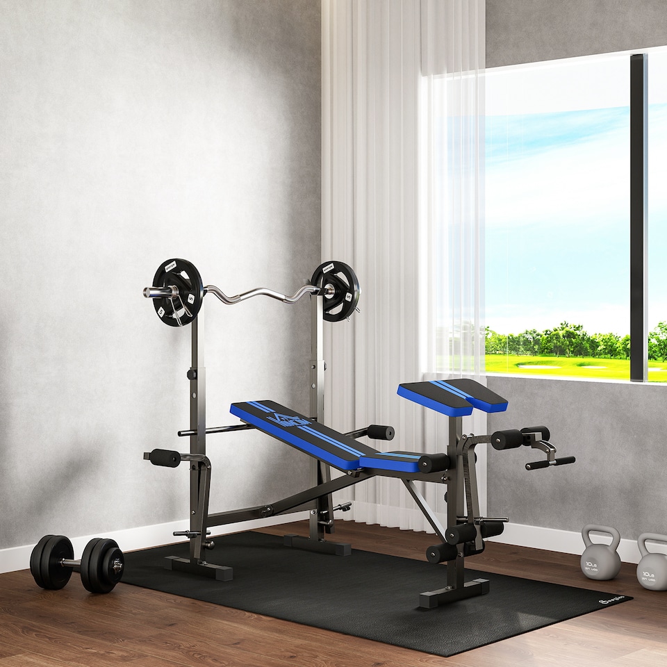 image 1 of HOMCOM Multi-Function Adjustable Weight Training Bench Gym Fitness Lifting