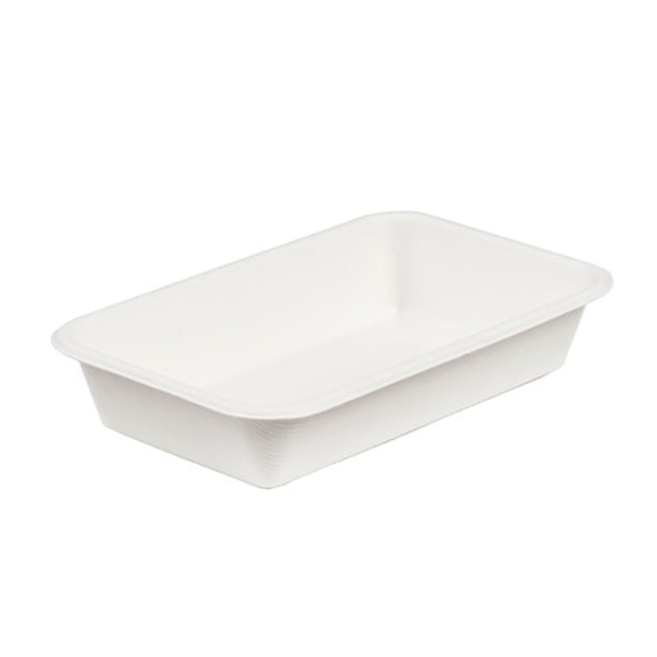 White Compostable Bagasse Deep Takeaway Trays 22cm - Pack of 125