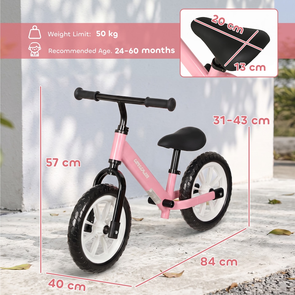 image 1 of AIYAPLAY 11.2" Balance Bike with Lighting Wheels for 2-5 Years, Pink