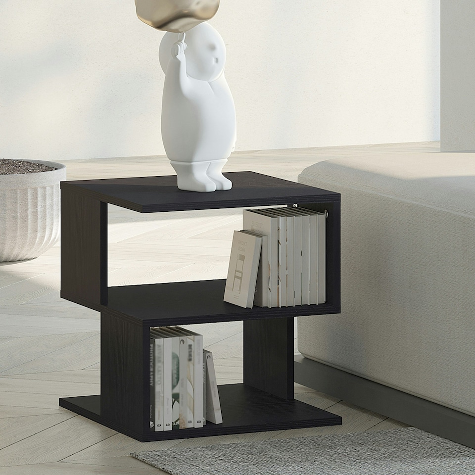 image 1 of HOMCOM Modern Square 2-Tier Coffee Side Table with Shelf for Living Room 