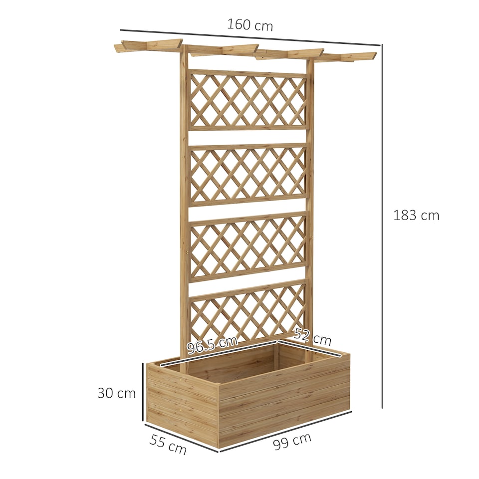 image 1 of Outsunny Wooden Trellis Planter, Raised Garden Bed for Climbing Plants, Natural