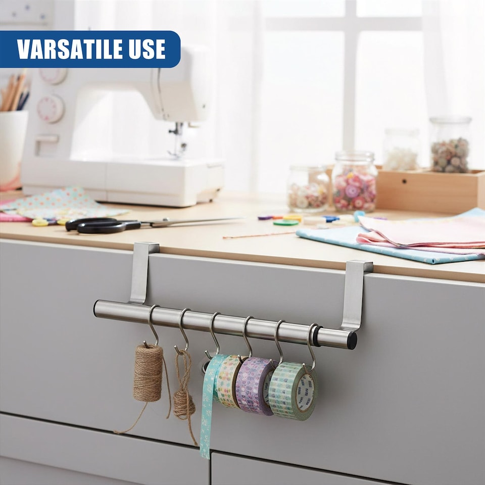 image 1 of GEEZY Stainless Steel Extendable Over Door Towel Rail 25-40cm Kitchen Bathroom