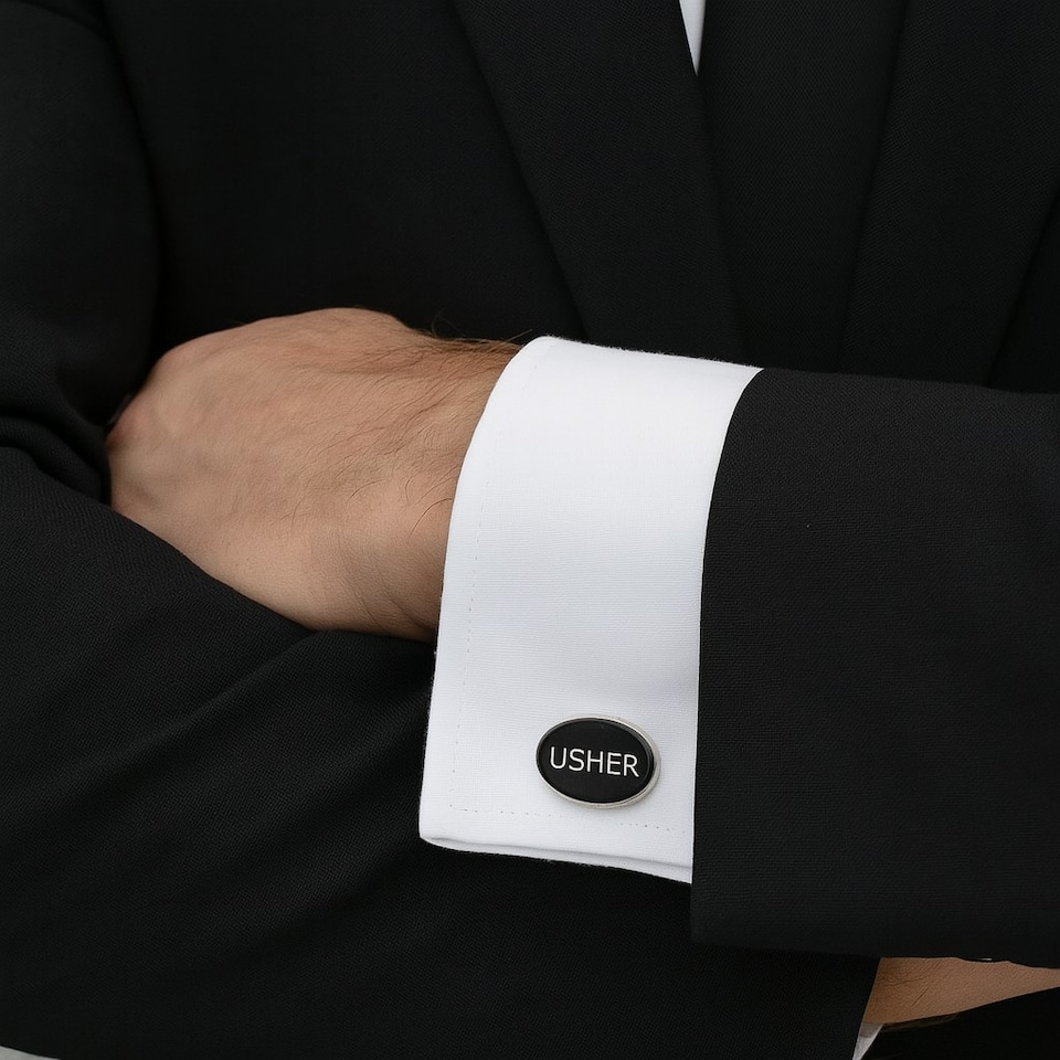 image 1 of Usher Cufflinks - Onyx Art CK59 Wedding Cuffs
