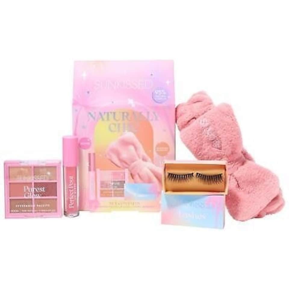 image 1 of Sunkissed Naturally Chic Gift Set Sunkissed Pure Glow Eyeshadow Palette + Sunkissed Perfect Pout + Sunkissed Flase Lashes + Headband N/A